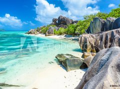 Fototapeta papír 360 x 266, 199617709 - Source d`Argent Beach at island La Digue, Seychelles - Zdroj d`Argent Beach na ostrově La Digue, Seychely