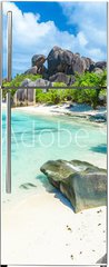 Samolepka na lednici flie 80 x 200, 199617709 - Source dArgent Beach at island La Digue, Seychelles