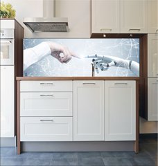 Fototapeta do kuchyn flie 180 x 60, 201581385 - Human and robot hands reaching out, network - Lidsk a robotick ruce natahujc ruku, s