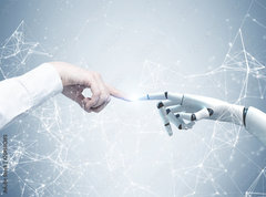 Fototapeta pltno 330 x 244, 201581385 - Human and robot hands reaching out, network