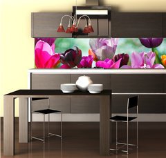 Fototapeta do kuchyn flie 260 x 60  Beautiful spring flowers, tulips, 260 x 60 cm