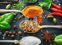Fototapeta papr 160 x 116, 201727339 - Various herbs and spices on dark background