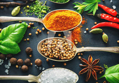 Fototapeta papr 184 x 128, 201727339 - Various herbs and spices on dark background