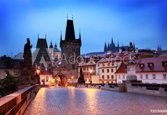 Samolepka flie 145 x 100, 20184085 - Charles Bridge at dawn - Karlv most pi svtn