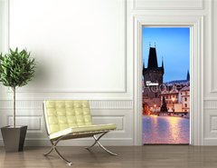 Samolepka na dvee flie 90 x 220  Charles Bridge at dawn, 90 x 220 cm