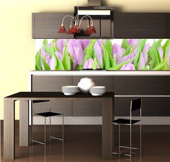 Fototapeta do kuchyně fólie 260 x 60, 20187394 - Violet tulips isolated on white background - Violet tulipány izolovaných na bílém pozadí