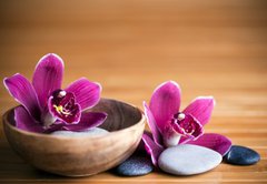 Fototapeta vliesov 145 x 100, 20405109 - Composition zen - fleurs orchide et pierres