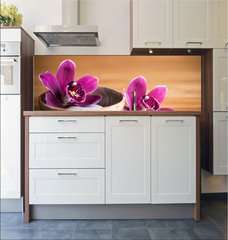 Fototapeta do kuchyn flie 180 x 60  Composition zen  fleurs orchide et pierres, 180 x 60 cm