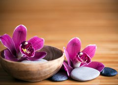 Fototapeta vliesov 200 x 144, 20405109 - Composition zen - fleurs orchide et pierres