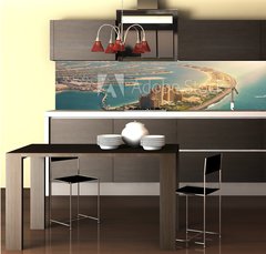 Fototapeta do kuchyn flie 260 x 60  Palm Island in Dubai, aerial view, 260 x 60 cm