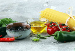 Samolepka flie 145 x 100, 205580599 - Italian food background with different types of pasta, health or vegetarian concept.