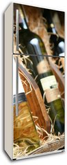 Samolepka na lednici flie 80 x 200  Closeup shot of wineshelf. Bottles lay over straw., 80 x 200 cm