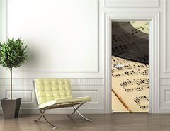 Samolepka na dveře fólie 90 x 220, 20819491 - vintage musical background - historické hudební pozadí