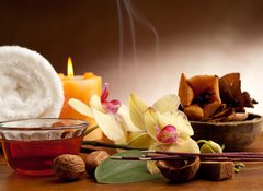 Samolepka flie 100 x 73, 21342529 - aromatherapy incense and bowl of oil massage - aromaterapeutick kadidlo a msa olejov mase