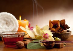 Fototapeta papr 184 x 128, 21342529 - aromatherapy incense and bowl of oil massage - aromaterapeutick kadidlo a msa olejov mase