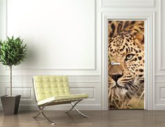 Samolepka na dvee flie 90 x 220  Leopard Hunting, 90 x 220 cm