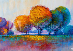 Fototapeta papr 184 x 128, 213841942 - Trees, oil painting, artistic background