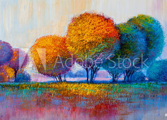 Samolepka flie 200 x 144, 213841942 - Trees, oil painting, artistic background