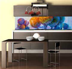 Fototapeta do kuchyn flie 260 x 60, 213841942 - Trees, oil painting, artistic background