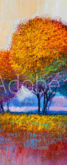 Samolepka na dvee flie 90 x 220, 213841942 - Trees, oil painting, artistic background