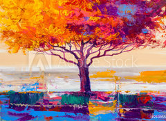Fototapeta papír 160 x 116, 213955813 - Tree oil painting, artistic background - Stromová olejomalba, umělecké pozadí