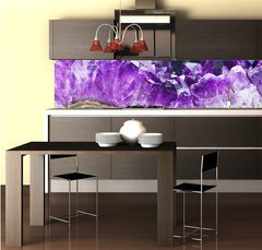 Fototapeta do kuchyn flie 260 x 60  Amethyst druse over agate rock, 260 x 60 cm