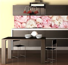 Fototapeta do kuchyn flie 260 x 60, 215246503 - Summer blossoming delicate rose on blooming flowers festive background, pastel and soft bouquet floral card