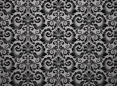 Samolepka flie 100 x 73, 215761199 - Wallpaper in the style of Baroque. Seamless vector background. Black floral ornament. Graphic pattern for fabric, wallpaper, packaging. Ornate Damask flower ornament