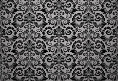 Samolepka flie 145 x 100, 215761199 - Wallpaper in the style of Baroque. Seamless vector background. Black floral ornament. Graphic pattern for fabric, wallpaper, packaging. Ornate Damask flower ornament