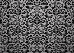 Fototapeta pltno 160 x 116, 215761199 - Wallpaper in the style of Baroque. Seamless vector background. Black floral ornament. Graphic pattern for fabric, wallpaper, packaging. Ornate Damask flower ornament