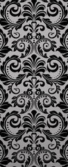 Samolepka na dvee flie 90 x 220, 215761199 - Wallpaper in the style of Baroque. Seamless vector background. Black floral ornament. Graphic pattern for fabric, wallpaper, packaging. Ornate Damask flower ornament