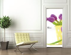 Samolepka na dvee flie 90 x 220  Wet Purple Tulips, 90 x 220 cm