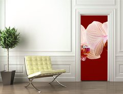 Samolepka na dvee flie 90 x 220  orchid on red background, 90 x 220 cm