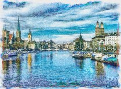 Fototapeta papír 360 x 266, 221899832 - Oil painting. Art print for wall decor. Acrylic artwork. Big size poster. Watercolor drawing. Modern style fine art. Beautiful autumn city landscape. Multicolor view. Historical Europe buildings. - Olejomalba. Umělecký tisk na zeď. Akrylová kresba. Velké velikosti plakát. Akvarel kresba. Moderní styl výtvarného umění. Krásné podzimní městské krajiny. Vícebarevný pohled. Historické budovy Evropy.