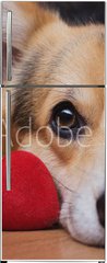 Samolepka na lednici flie 80 x 200, 222488187 - A dog with a red heart. Valentines Day.