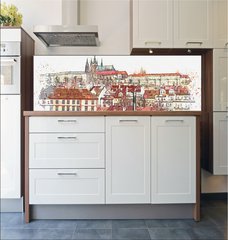 Fototapeta do kuchyn flie 180 x 60, 222609286 - illustration of a beautiful view of Prague in the Czech Republic. Watercolor sketch