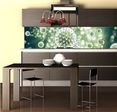 Fototapeta do kuchyn flie 260 x 60  3d rendering virus, bacteria, cell, 260 x 60 cm