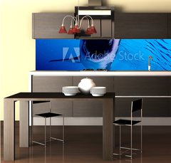 Fototapeta do kuchyn flie 260 x 60  3d rendered illustration of a great white shark, 260 x 60 cm