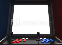 Samolepka flie 100 x 73, 224483982 - Gaming Arcade Machine with Blank Screen for Your Design. 3d Rendering - Hern arkdov stroj s przdnou obrazovkou pro v nvrh. 3D vykreslovn