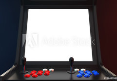 Samolepka flie 145 x 100, 224483982 - Gaming Arcade Machine with Blank Screen for Your Design. 3d Rendering