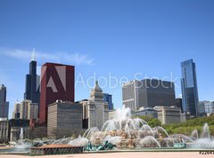 Fototapeta vliesov 270 x 200, 22647001 - Chicago Skyline and Fountain