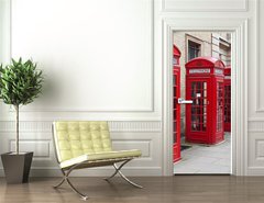 Samolepka na dvee flie 90 x 220  Typical red London phone booth, 90 x 220 cm