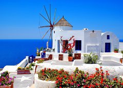 Fototapeta vliesov 200 x 144, 22813395 - Windmill on Santorini island, Greece