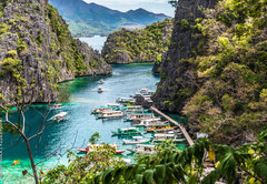 Samolepka fólie 145 x 100, 228590667 - Boats near the shore, Busuanga, Coron, Philippines. With selective focus. - Lodě poblíž pobřeží, Busuanga, Coron, Filipíny. Se selektivním ostřením.