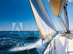 Samolepka flie 270 x 200, 229409051 - Sailing lboat at open sea in sunshine