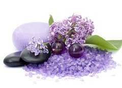 Fototapeta254 x 184  spa products and lilac flowers, 254 x 184 cm