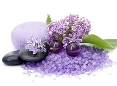 Fototapeta330 x 244  spa products and lilac flowers, 330 x 244 cm