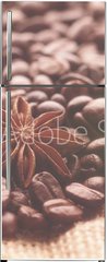 Samolepka na lednici flie 80 x 200, 232714184 - Aromatic roasted coffee beans and anis or badian, sticks of natural cinnamon on  background close up