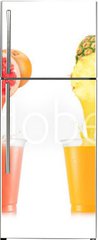 Samolepka na lednici fólie 80 x 200, 234500457 - Six tastes of juice pouring in plastic cup from fruit isolated on white background - Šest chutí šťávy v plastovém kelímku z ovoce izolovaných na bílém pozadí