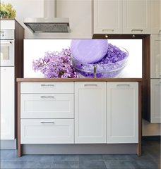 Fototapeta do kuchyn flie 180 x 60  spa products and lilac flowers, 180 x 60 cm